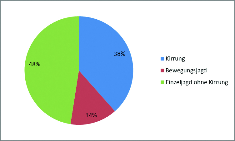 Erlegtes Schwarzwild im Saarland nach Jagdarten (n = 16.393)